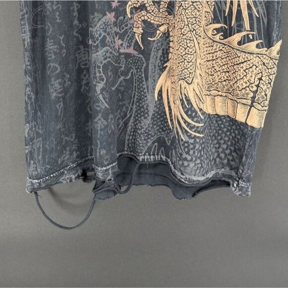 Affliction Men's Cut Series Lonely Dragon T-shirt L Black Distressed Y2k - Picture 8 of 13